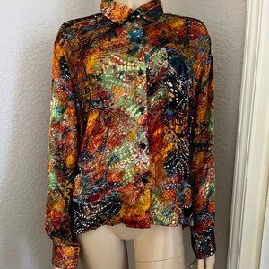Chicos Colorful Burnout Shirt 2 Medium